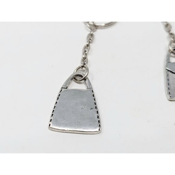 Silver-Tone Purse Handbag Shaped Key Rings Fob Chain Lot of 3 - Picture 3 of 3